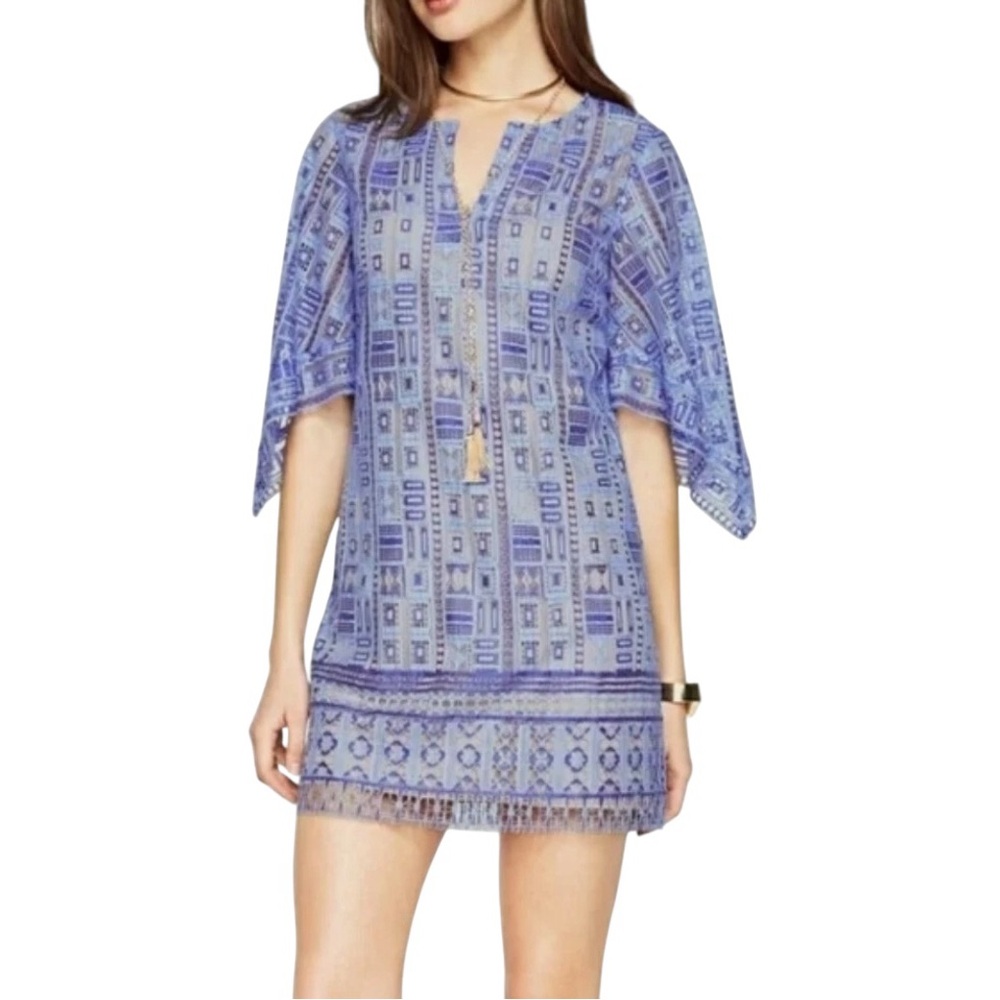BCBGMaxAzria Tati Blue Lace Dress or Swimsuit Cover Up Size Medium